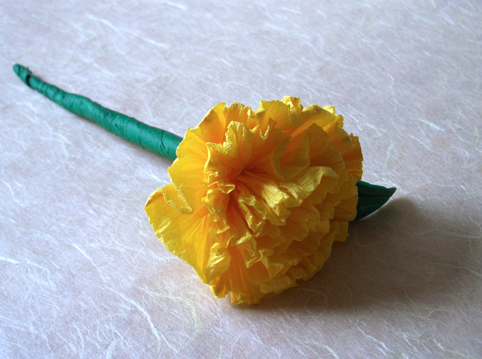 Origami Carnation (crumpled) by Russell Sutherland folded by Gilad Aharoni