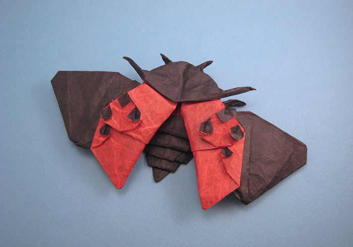 Origami Ladybird beetle - flying by Robert J. Lang folded by Gilad Aharoni