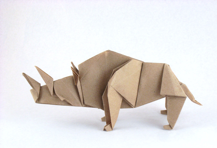 Origami Rhinoceros by Kunihiko Kasahara folded by Gilad Aharoni