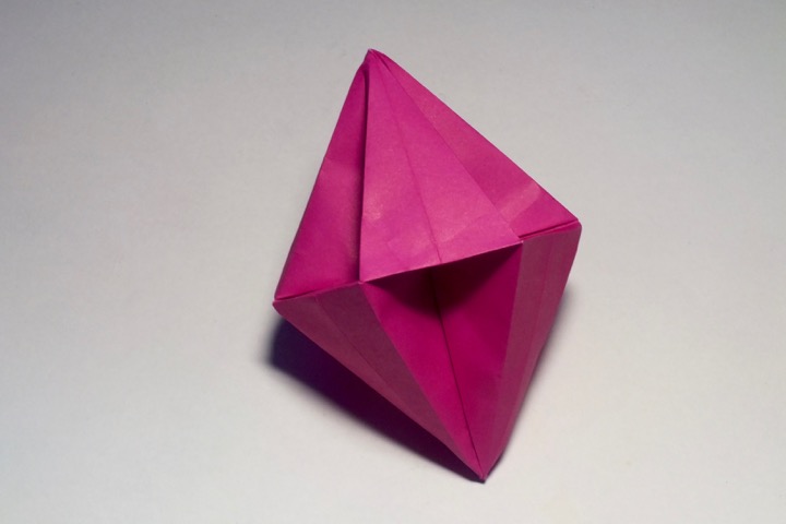 Origami Dimpled silver hexagonal dipyramid by John Montroll on giladorigami.com