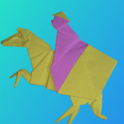 Origami Galloping horse and rider by Leonardo Pulido Martinez on giladorigami.com