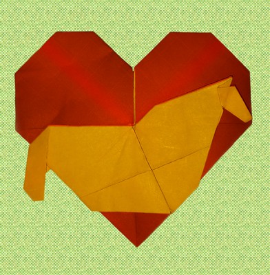 Origami Horse in heart by Leonardo Pulido Martinez on giladorigami.com