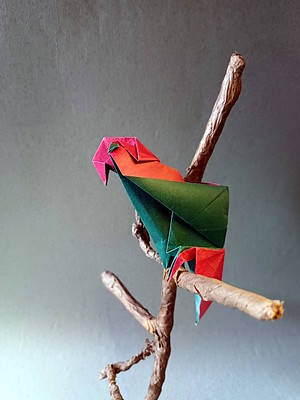 Origami Perching parrot by Roman Gorelik on giladorigami.com