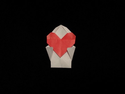 Origami Doll with heart by Sanae Sakai on giladorigami.com