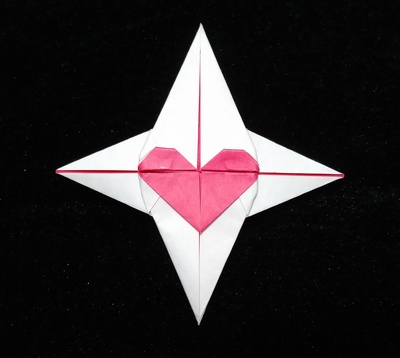 Origami Star with Heart by Edwin Young on giladorigami.com